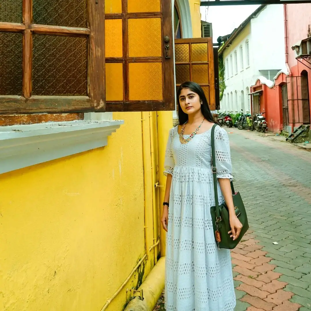 Zee Telugu TV Actress krishna Priya Nair in Green Dress